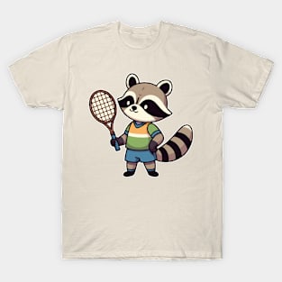 Racoon as Tennis player With Tennis racket T-Shirt